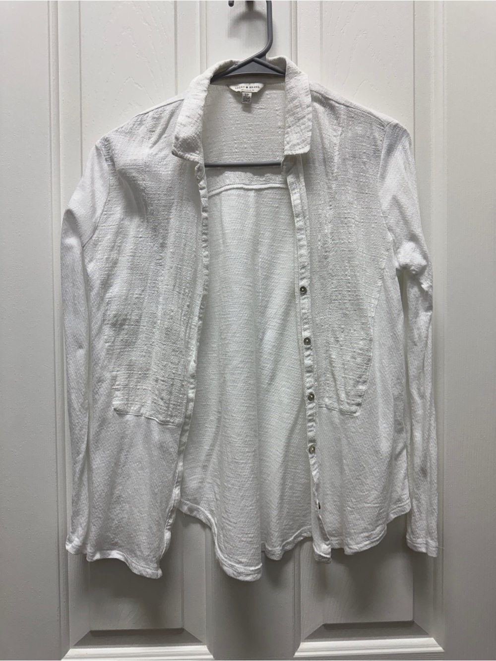 Lucky Brand White Textured Button-Down Shirt